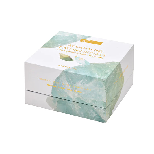 Aquamarine Bathing Rituals 2 Pack ~ Bath Bomb & Crystal Soap