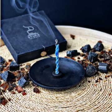 Ceramic Black Plate Incense Holder - Lokta Paper Box