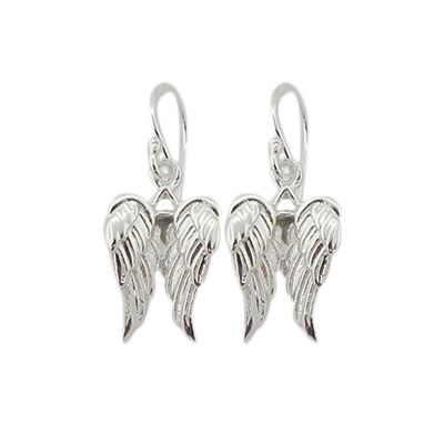 Angel Wing Earrings ~ Silver Shiny