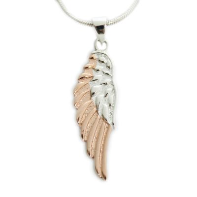Angel Wing Pendant ~ Silver & Rose Gold