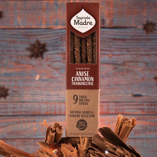 HERB INCENSE SAGRADA MADRE CINNAMON, ANISE AND FRANKINCENSE 9PCE