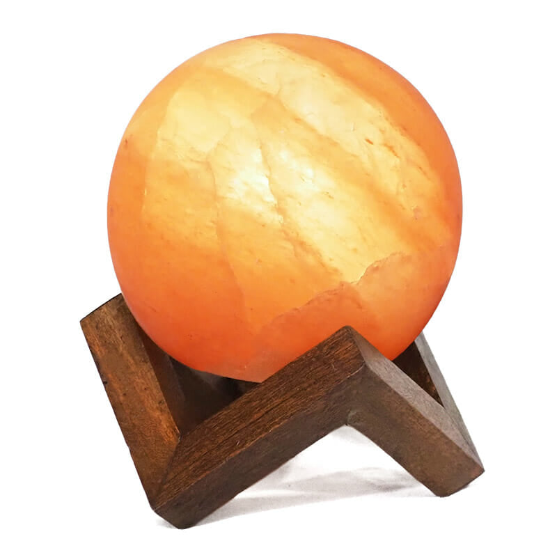 Sphere Salt Lamp with Wooden Holder (12V – 12W)