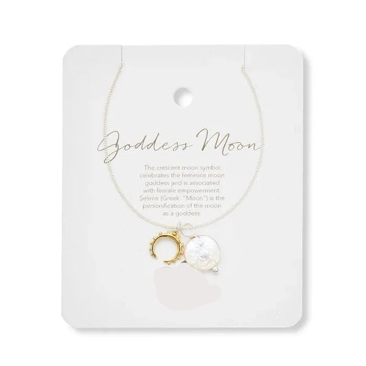 Goddess Moon and Pearl Amulet Necklace - Goddess Amulet Collection
