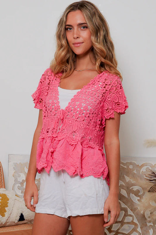 Hot Pink Lace Cardigan