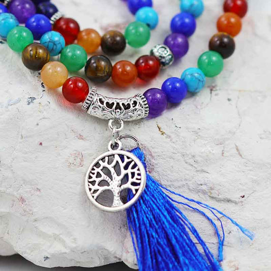 Prayer Beads Lapis and Gemstones Tree of life 108 Beads